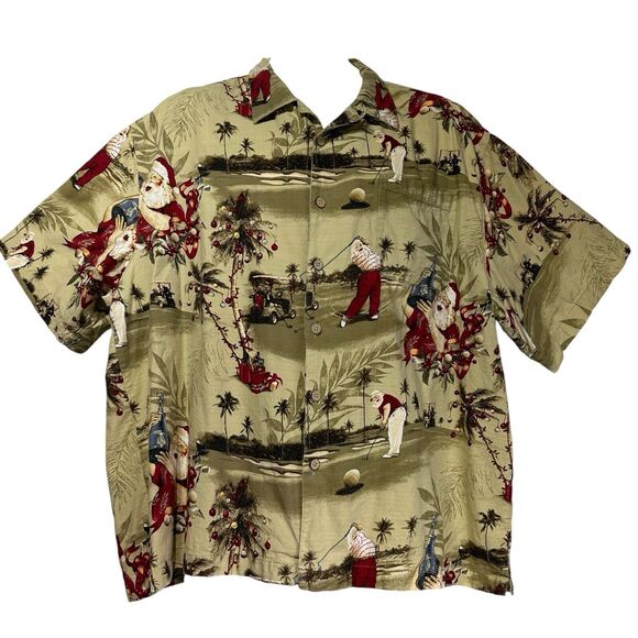 Vintage Windham Pointe Mens Santa Claus Christmas Golf Button Up Shirt Size XXL - Picture 1 of 5